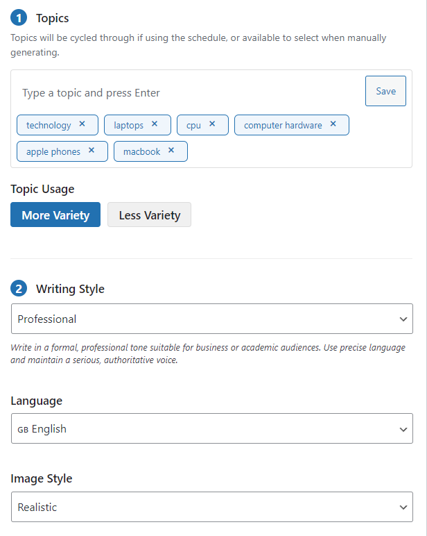 autoarticle wordpress plugin settings